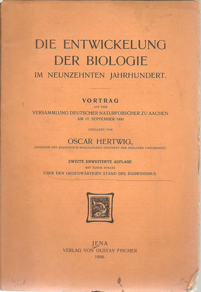 2 offprints Oscar Hertwig German Zoologist 1850-1937