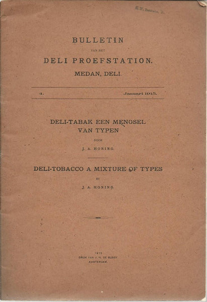 14 Tobacco offprints.  Honing, J.A. Wageningen dated 1914-1939