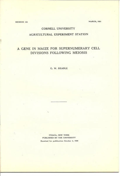 A Gene in Maize for Supernumerary Cell Divisions Following Meiosis