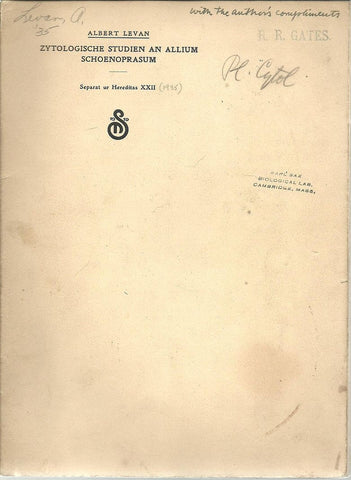 52 offprints. Albert Levan Botanist and Geneticist