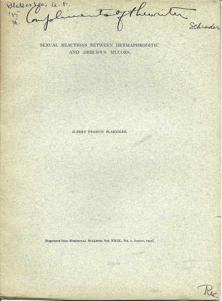 19 offprints of Albert F. Blakeslee American botanist 1874-1954