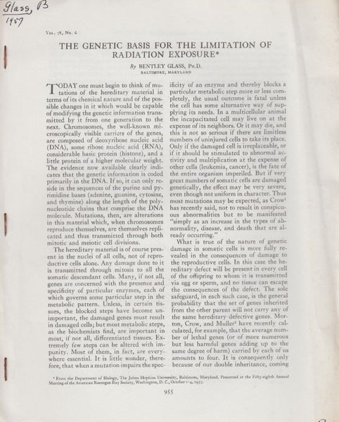 The Genetic Basis For The Limitation Of Radiation Exposure