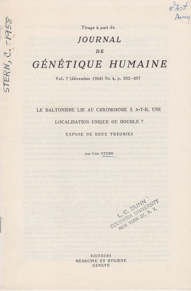 Le Daltonisme Lie Au Chromosome X A-T-IL Une Localisation Unique Ou Double? Expose De Deux Theories