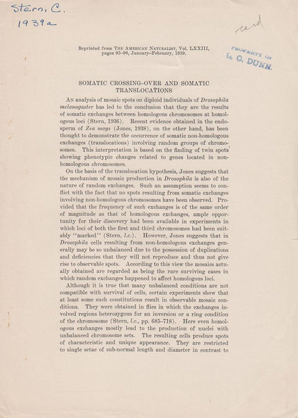 Somatic Crossing-Over And Somatic Translocations