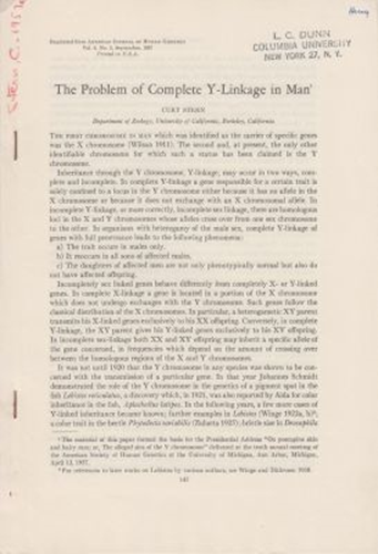 The Problem of Complete Y-Linkage in Man