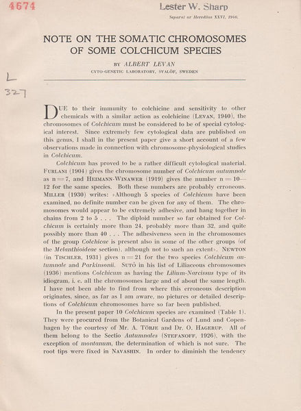 Note On The Somatic Chromosomes Of Some Colchicum Species