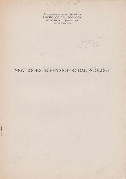 New Books In Physiological Zoology