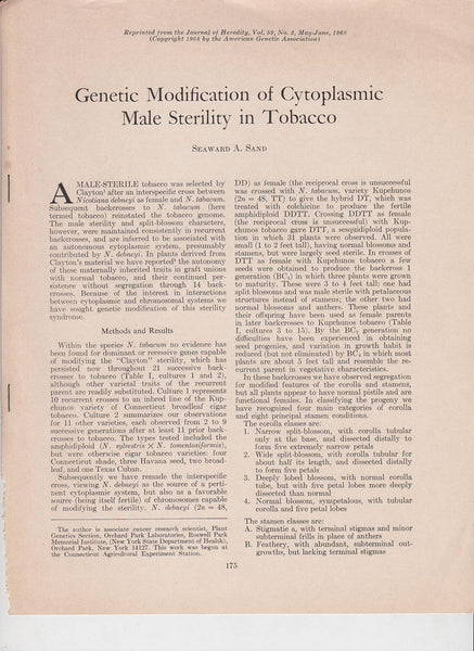 Genetic Modification of Cytoplasmic Male Sterility in Tobacco