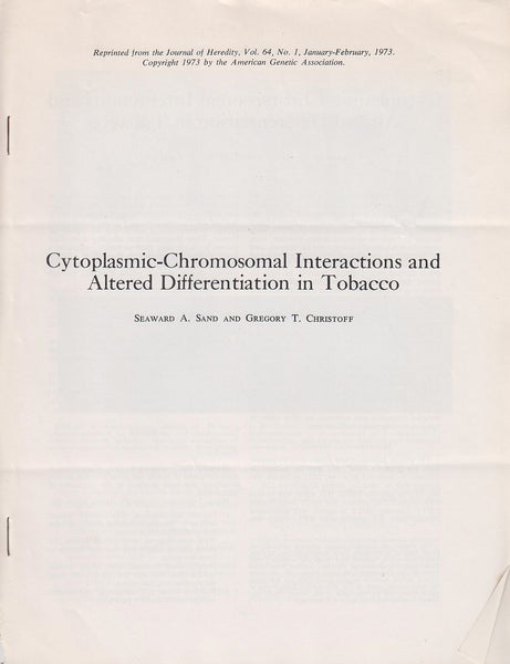 Cytoplasmic-Chromosomal Interactions and Altered Differentiation in Tobacco