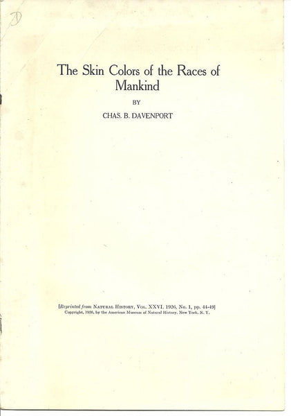 75 original offprints from 1895-1935 Charles B. Davenport