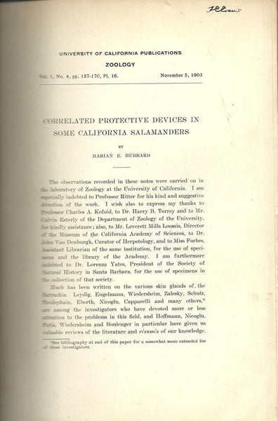 Correlated Protective Devices in Some California Salamanders
