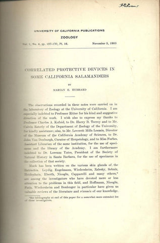 Correlated Protective Devices in Some California Salamanders