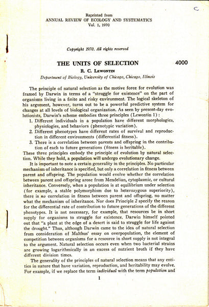 The Units of Selection