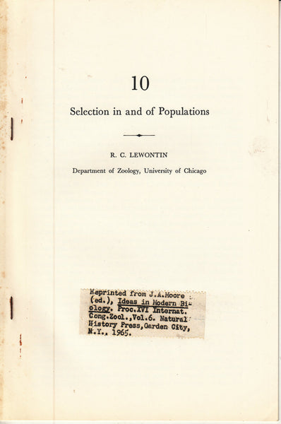 Selection in and of Populations