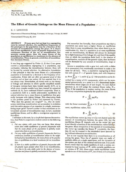 The Effect of Genetic Linkage on the Mean Fitness of a Population