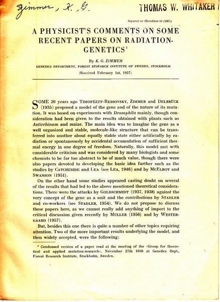 A Physicist's Comments on Some Recent Papers on Radiation-Genetics