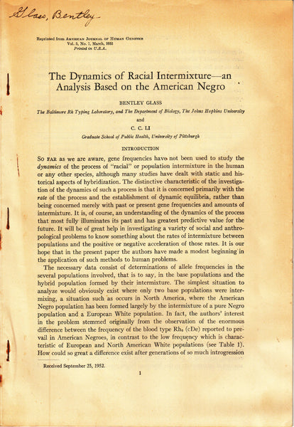 The Dynamics of Racial Intermixture - an Analysis Based on the American Negro