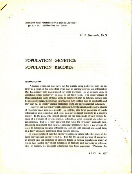 Population Genetics: Population Records