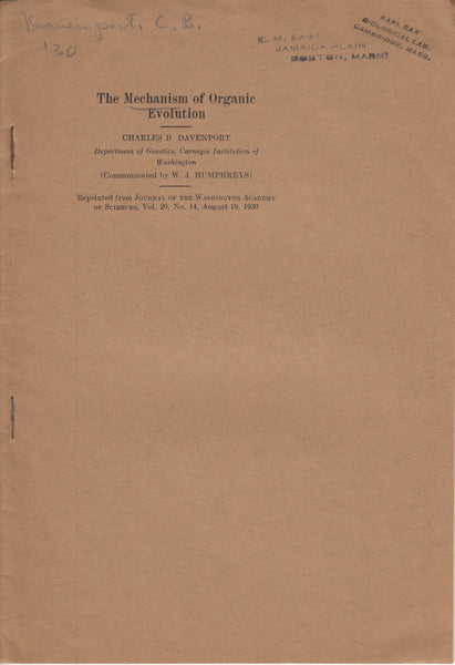 The Mechanism of Organic Evolution