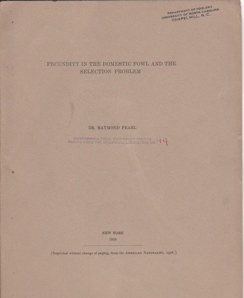Fecundity in the Domestic Fowl and the Selection Problem