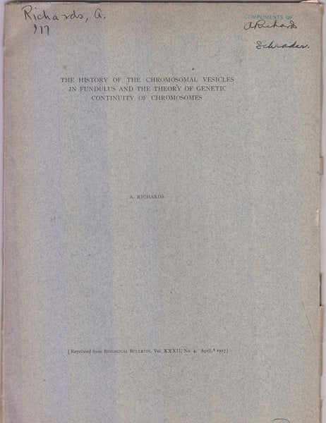 The History of the Chromosomal Vesicles in Fundulus and the Theory of Genetic Continuity of Chromosomes  by Richards, A.