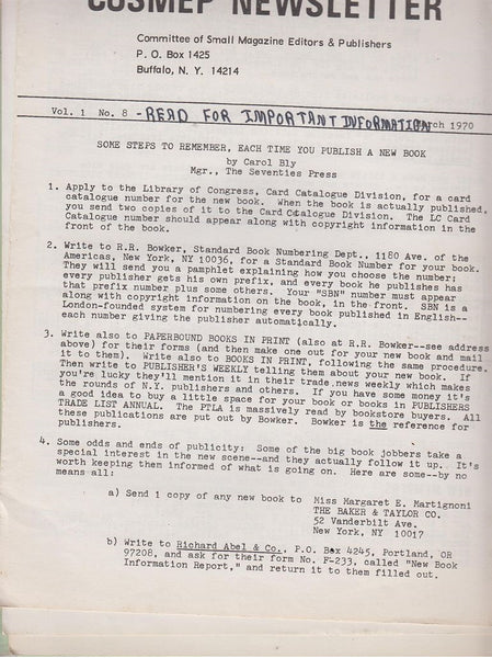 Cosmep Newsletter 1970-1972  20 issues  by Morris, Richard editor and various others