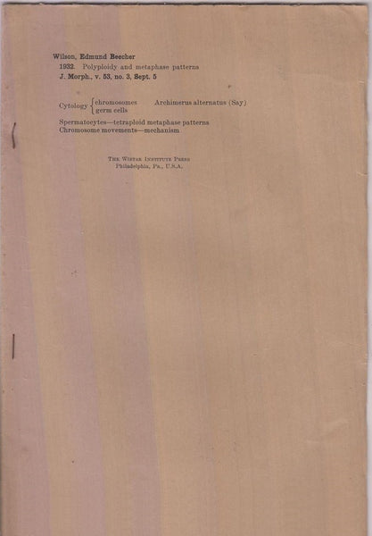 Plyploidy and Metaphase Patterns  by Wilson, Edmund Beecher