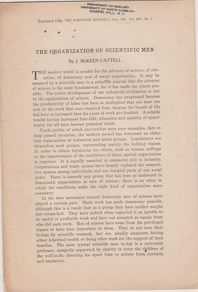 The Organization of Scientific Men