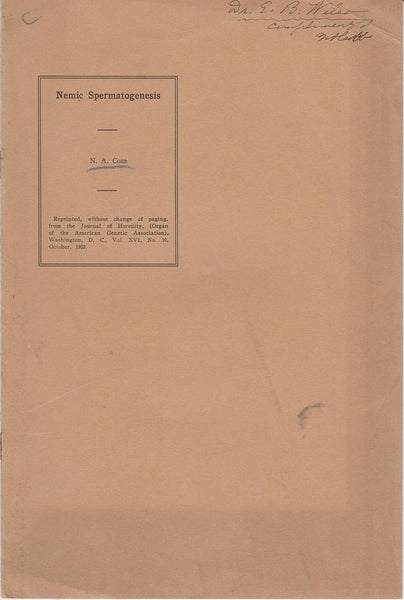 2 items: 1) Nemic Spermatogenesis and 2) Nemic spermatogenesis with a suggested discussion of simple organisms-Litibionts