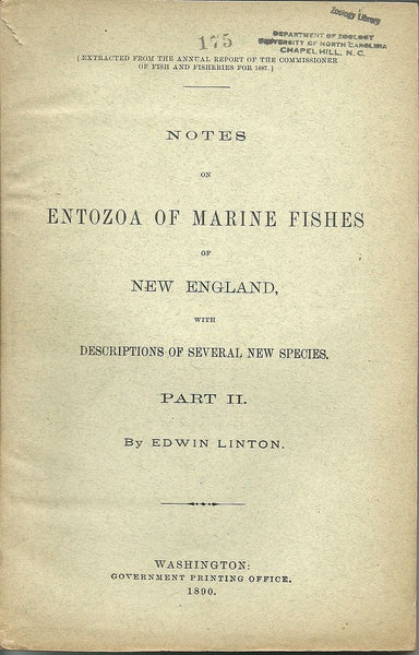 Notes on Entozoa of marine fishes of New England : with descriptions of several new species. Part II