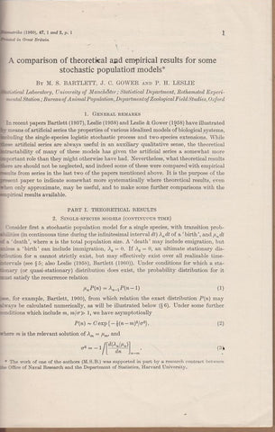 A Comparison of Theoretical & Empirical Results for Some Stochastic Population Models