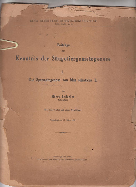 Beitrage zur Kenntnis der Saugetierametogenese, I. Die Spermatogenese von Mus Silvaticus L.