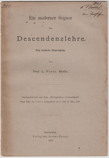 Ein Moderner Gegner der Descendenzlehre