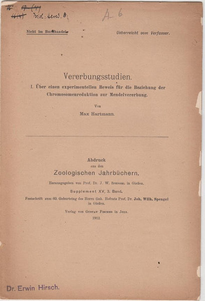 Vererbungsstudien. I. Uber Einen Experimentellen Beweis fur die Besiehung der Chromosomenreduktion zur Mendelvererbung