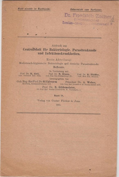 Medizinisch-Hygienische Bakteriologie und Tierische Parasitenkunde