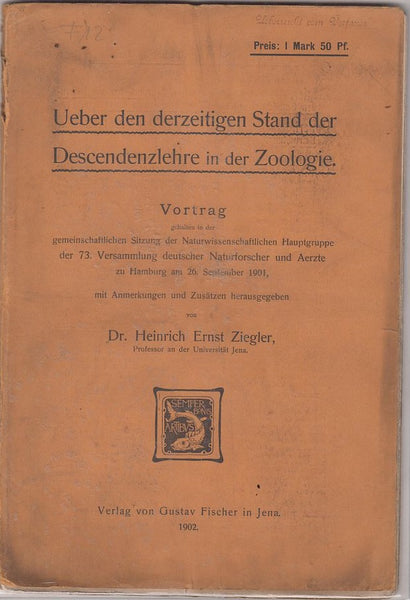 Ueber den Derzeitigen Stand der Descendenzlehre in der Zoologie