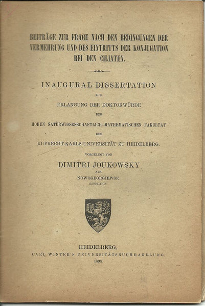 Beitrage zur Frage nach den Bedingungen der Vermehrung und des Eintritts der Konjugation bei den Ciliaten