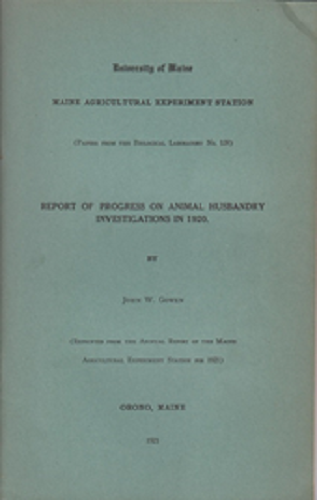 Report of Progress on Animal Husbandry Investigations in 1920