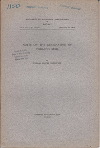 Notes on the Germination of Tobacco Seed