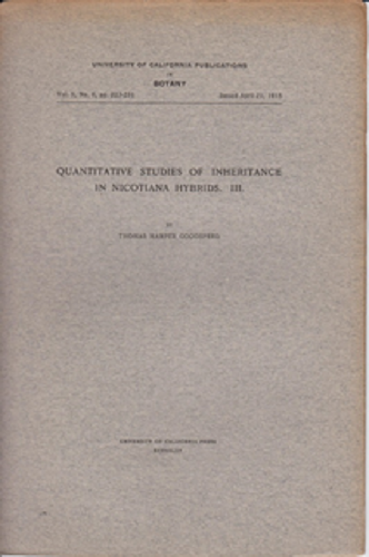 Quantitative Studies of Inheritance in Nicotiana Hybrids. III