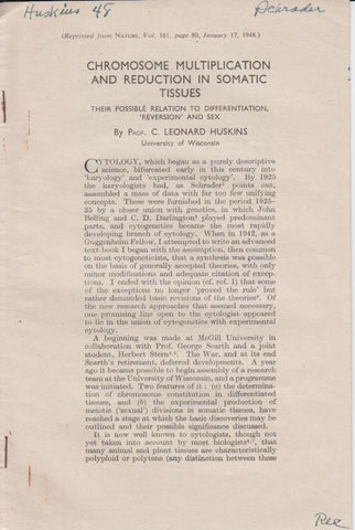 Chromosome Multiplication and Reduction in Somatic Tissues: Their Possible Relation to Differentiation, 'Reversion' and Sex