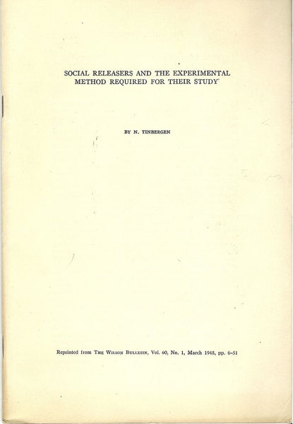 4 offprints by Nobel Prize winner N. Tinbergen