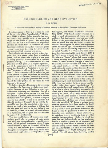 10 offprints from Nobel Prize winner E. B. Lewis