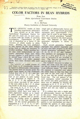 Color Factors In Bean Hybrids  by Mcphee, H. C., and Sax, Karl.