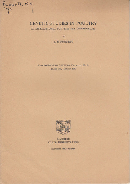 Genetic Studies in Poultry X. Linkage Data for the Sex Chromosome