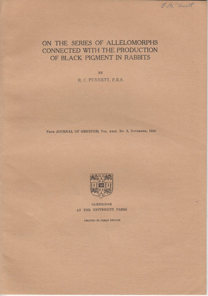 On the Series of Allelomorphs Connected with the Production of Black Pigment in Rabbits