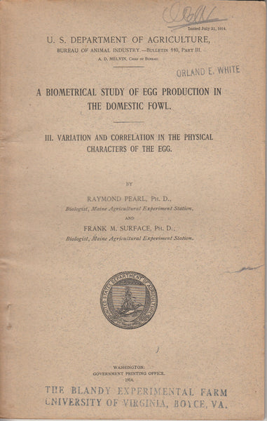 III. Variation and Correlation in the Physical Characters of the Egg