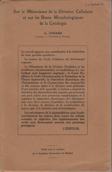 Sur le Mecanisme de la Division Cellulaire et sur les Bases Morphologiques de la Cytologie