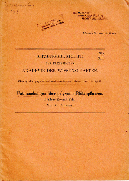 Untersuchungen uber polygame Blutenpflanzen: I. Silene Roemeri Friv