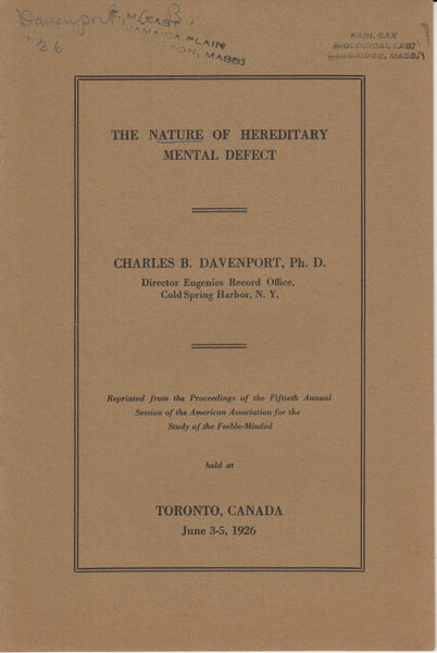 The Nature of Hereditary Mental Defect